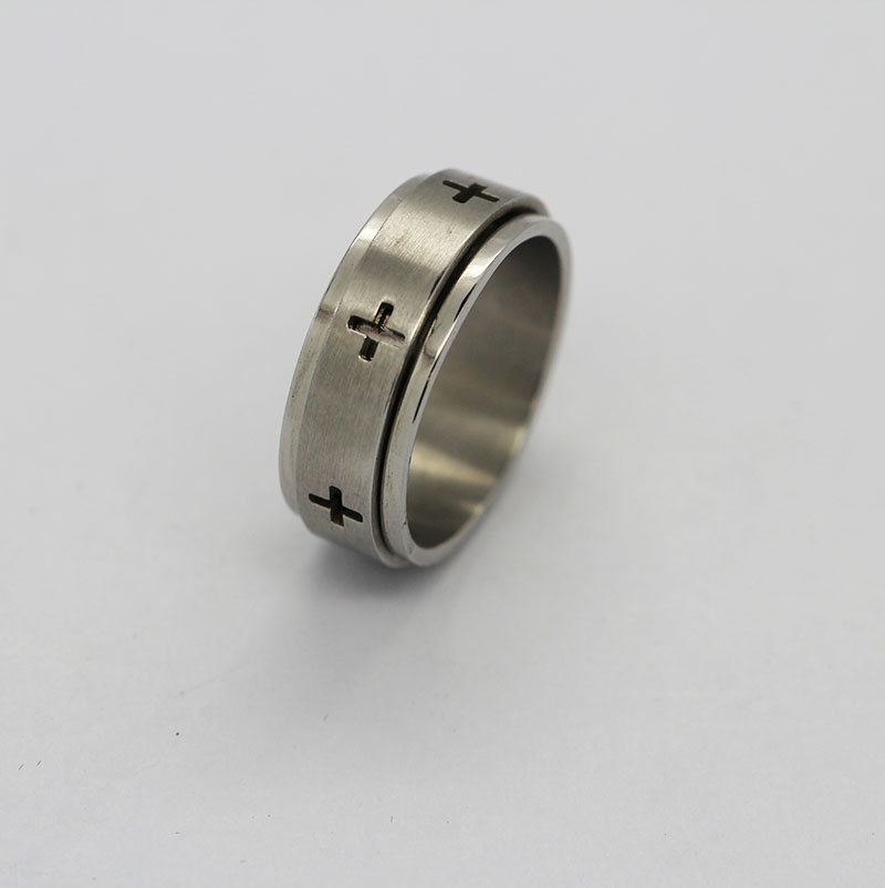 韓版男士戒指，經(jīng)紋十架戒指，不銹鋼戒指定制